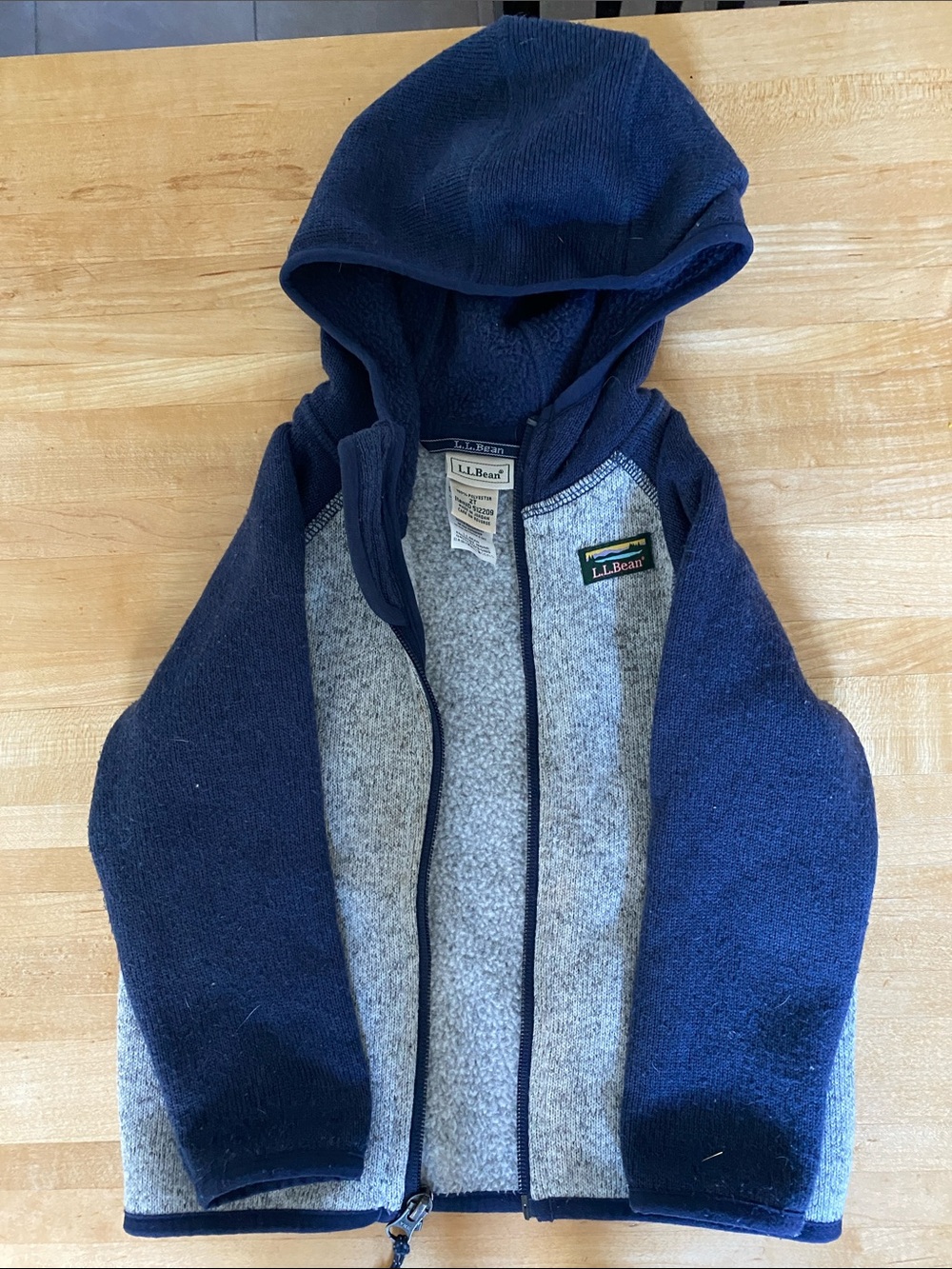L.L. Bean Navy and Gray Hooded Fleece Jacket for Kids